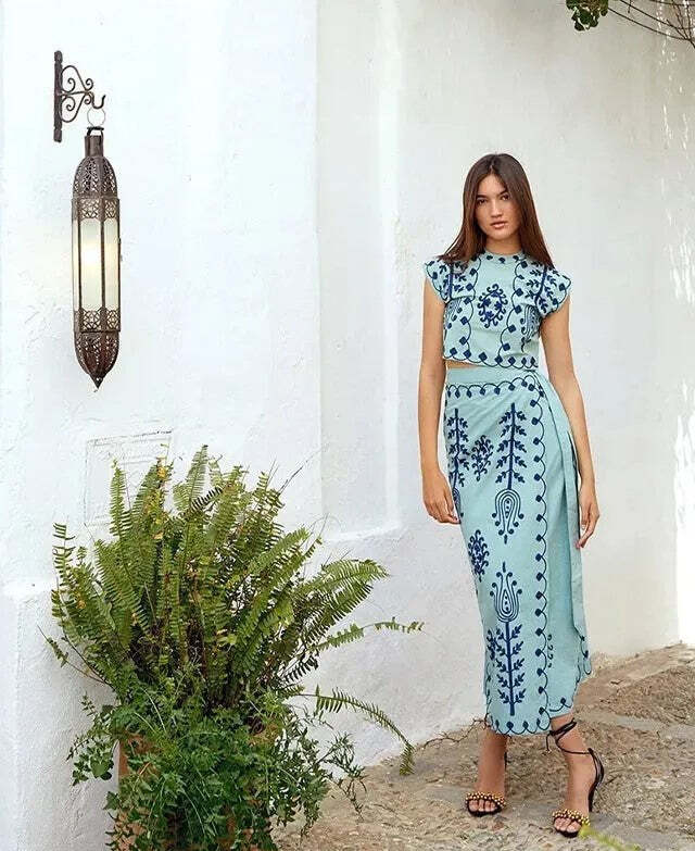 Celeste™ | Conjunto de Top y Falda con Estampado