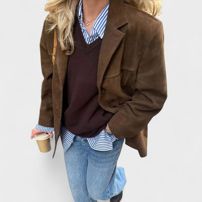 Salomé™ | Gabardina oversize en look de ante lujoso