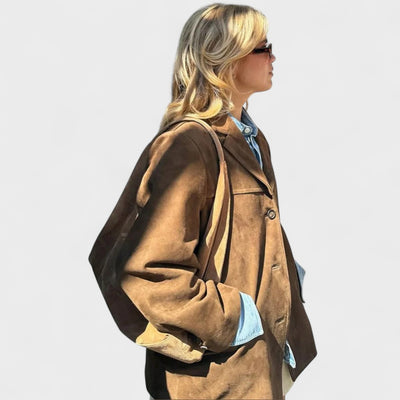 Salomé™ | Gabardina oversize en look de ante lujoso