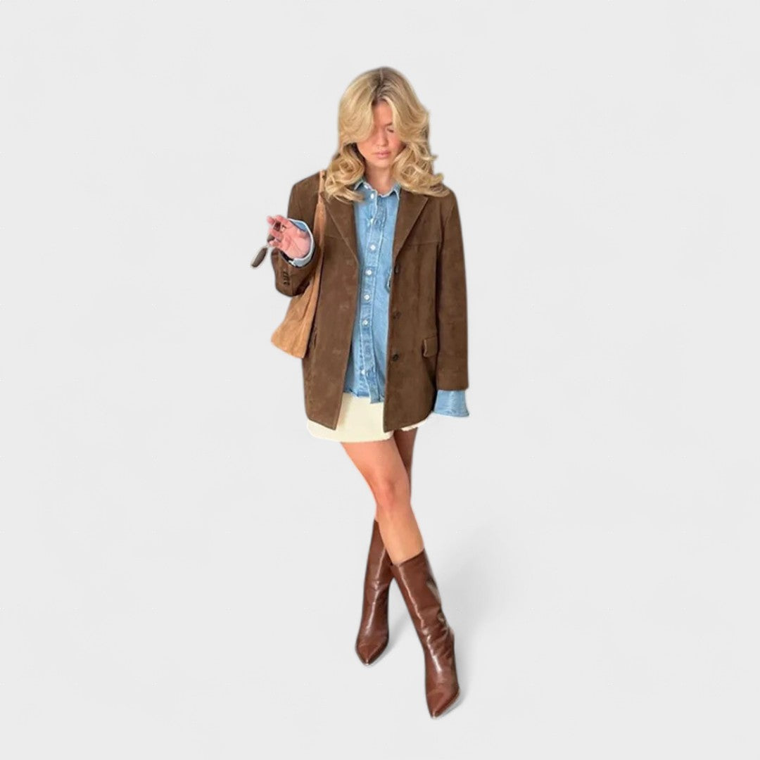 Salomé™ | Gabardina oversize en look de ante lujoso