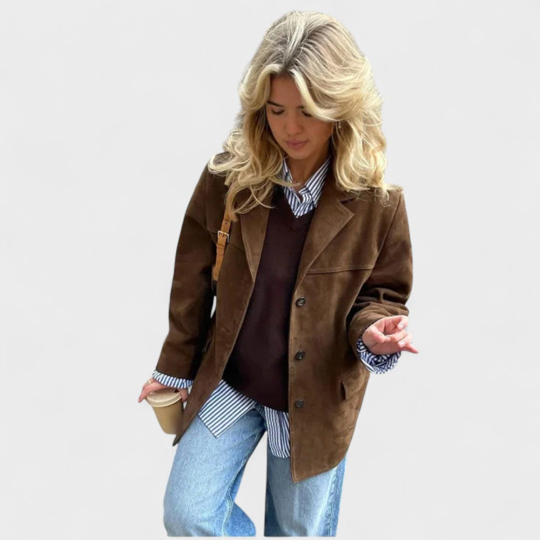 Salomé™ | Gabardina oversize en look de ante lujoso