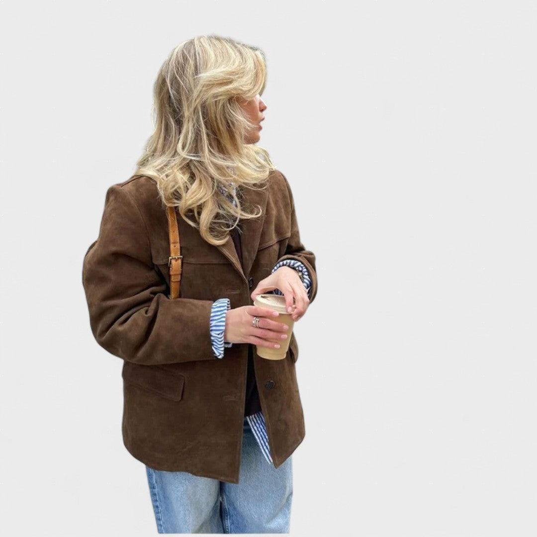 Salomé™ | Gabardina oversize en look de ante lujoso