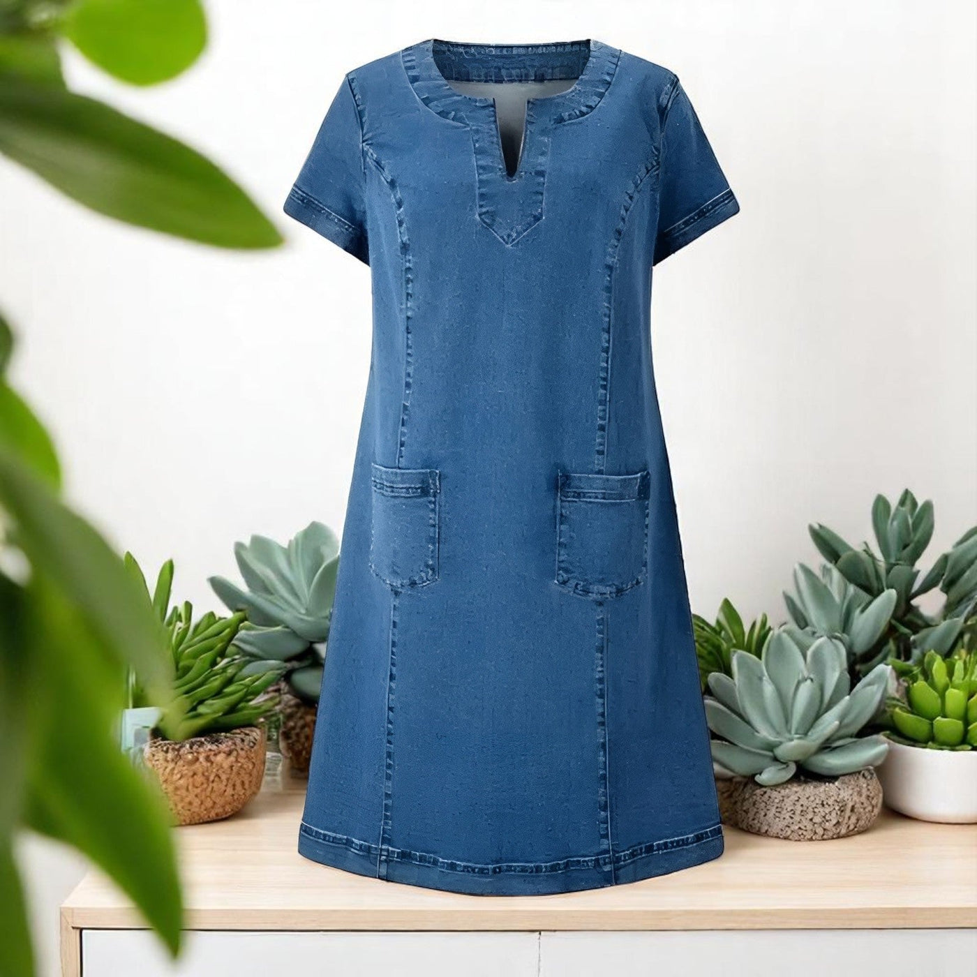 Elisa™ | Vestido de Denim Suave con Bolsillos Frontales